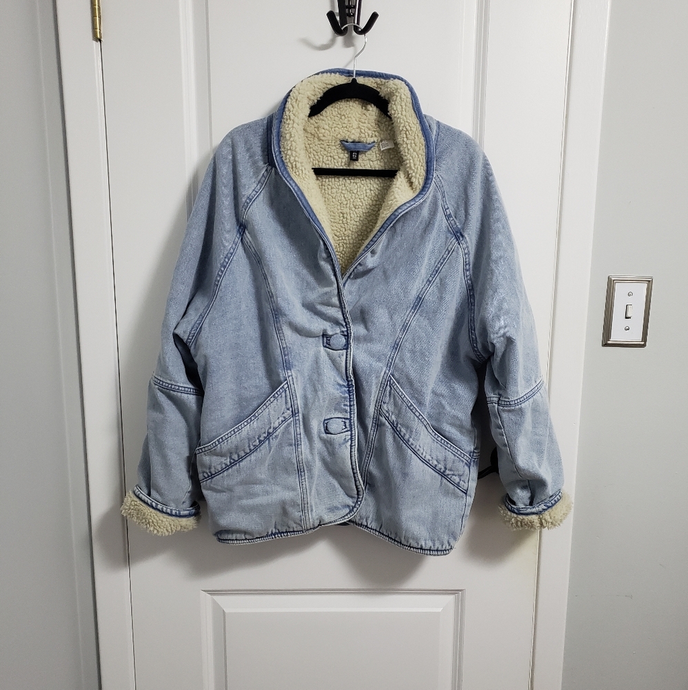 H&M Denim Sherpa Lined Jacket Coat